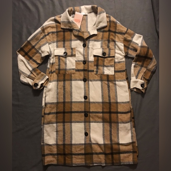 NWT Long Length Cotton Flannel Shacket - Picture 2 of 16